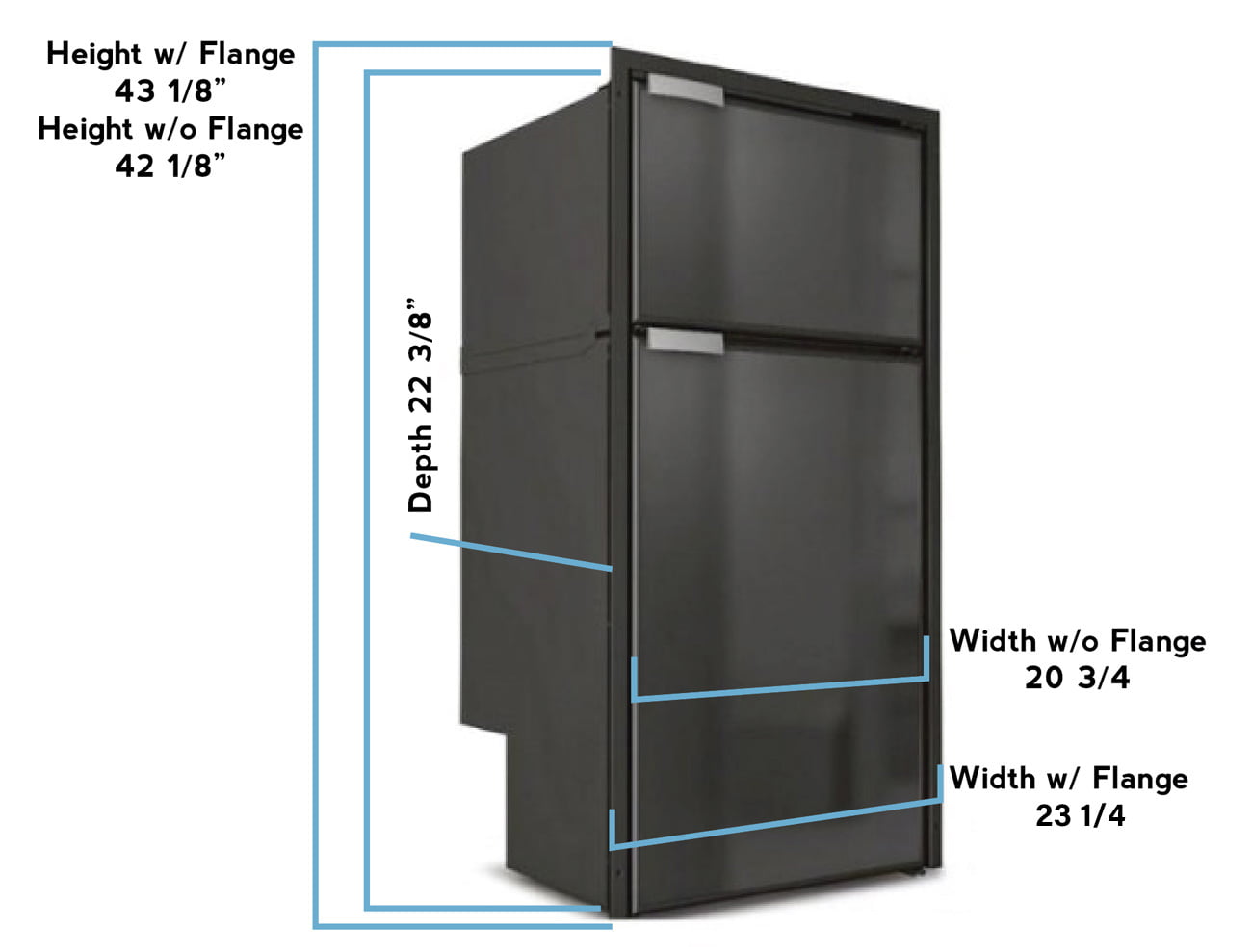 Vitrifrigo DP150 - 5.3 Cubic Feet Van Refrigerator With Seperate Freezer