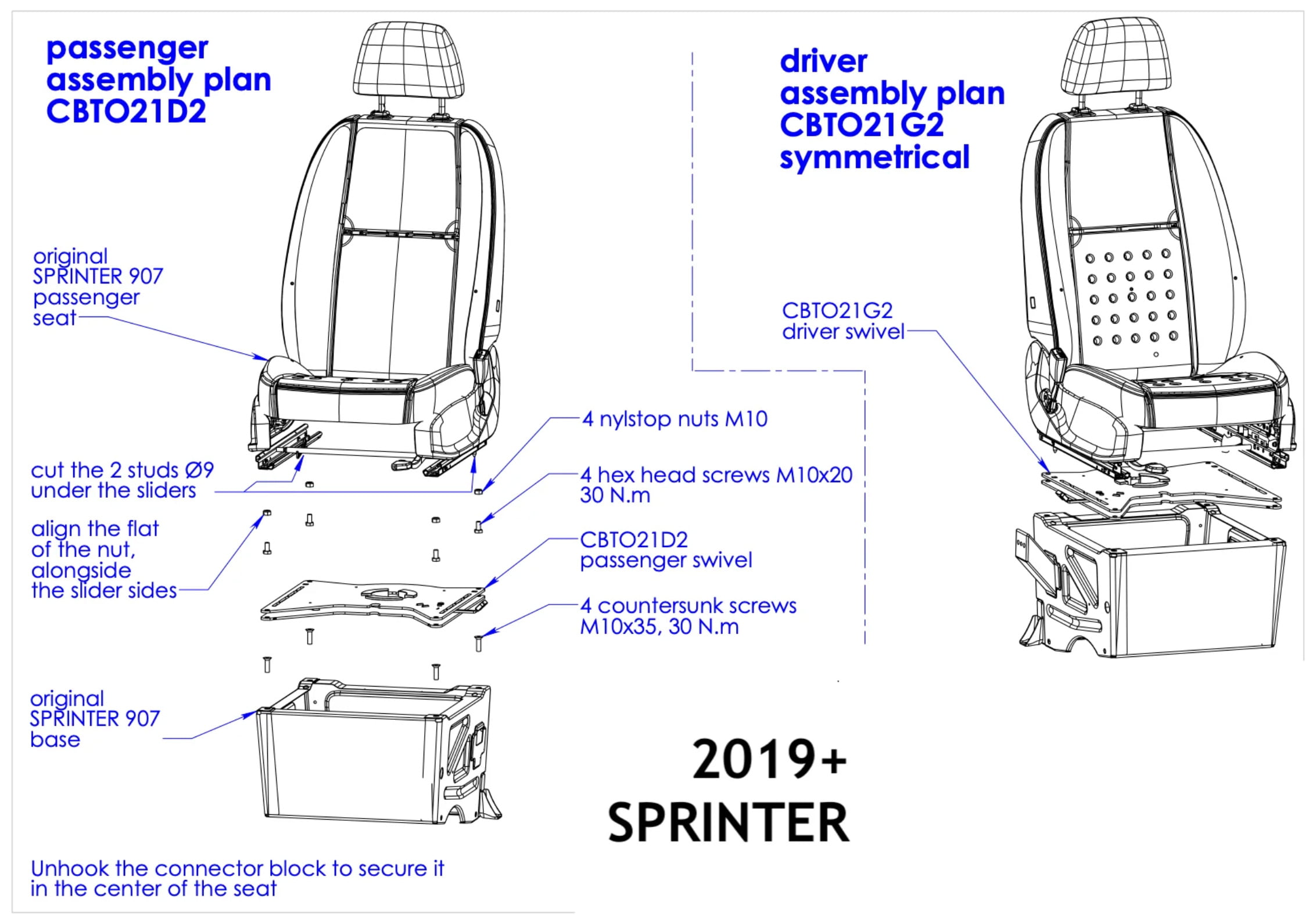 Scopema Swivel Seat Bases for Sprinter 2019+ - Agile Off Road